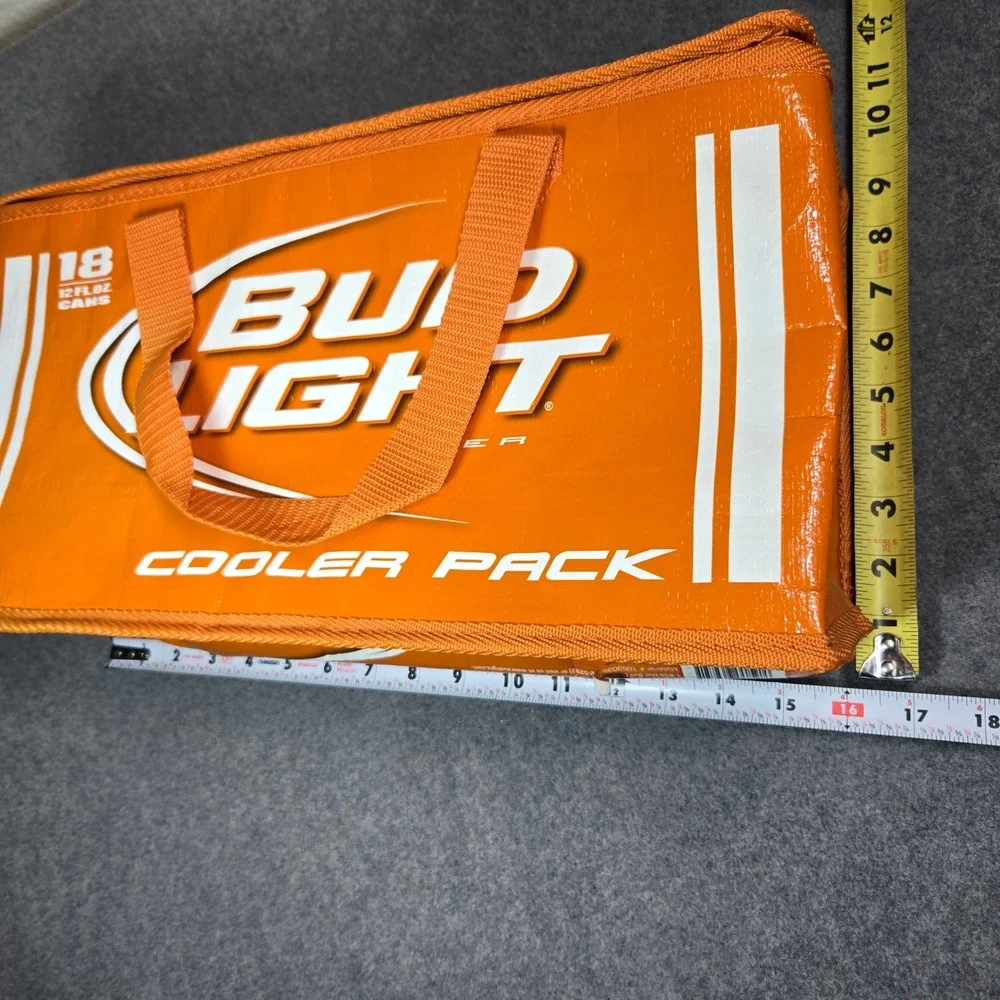 Bud Light Cooler Pack Orange Insulated Soft Bag 18 Can Capacity Tailgate New
